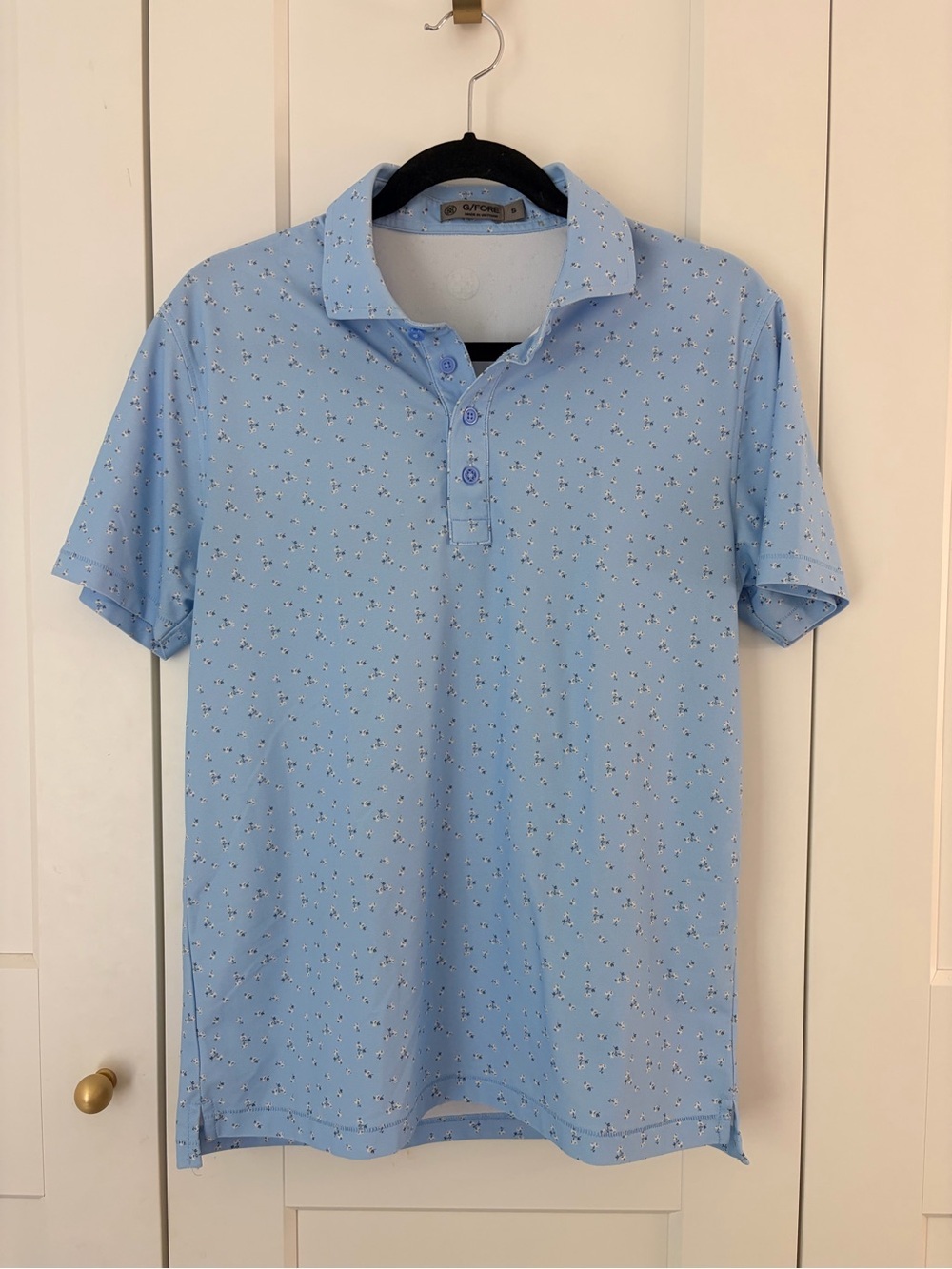 G/FORE Light Blue White Floral Polo | S